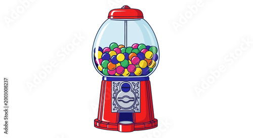Vintage Gumball Machine Filled with Colorful Candies