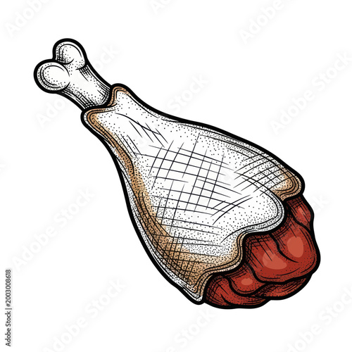 Raw Meat Leg Bone Food Illustration