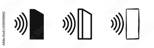 Signal transmission icons representing wireless communication and sensors