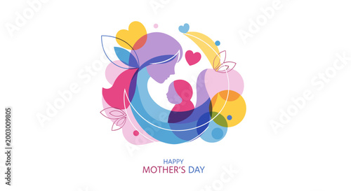 Celebration of motherhood with colorful abstract design