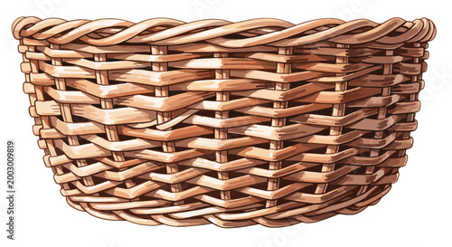 Empty woven wicker basket