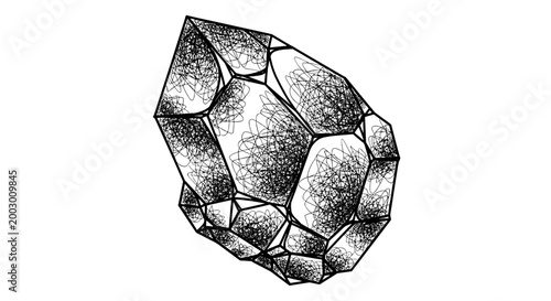 Detailed illustration of a crystal mineral specimen