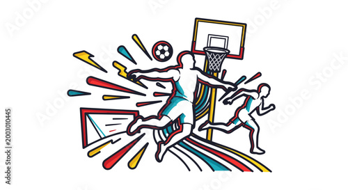 Dynamic basketball player in action during game