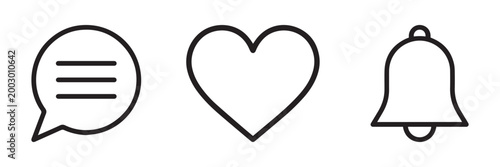 Chat Heart Bell Outline Icons