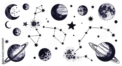 Collection of various planets and celestial bodies