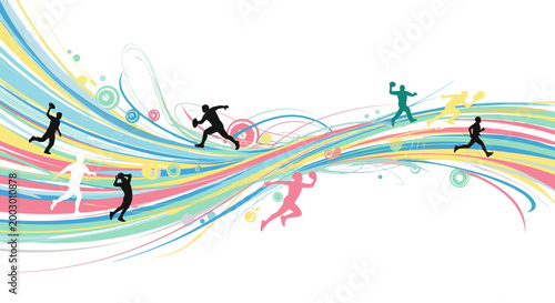 Abstract colorful sports and fitness activities illustration