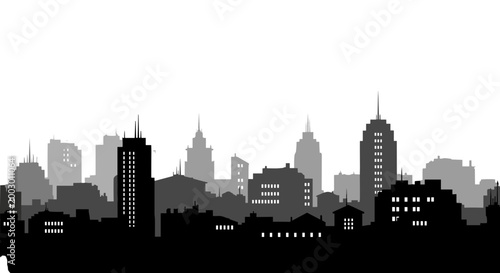 Silhouette city skyline with skyscrapers and buildings