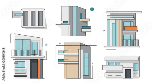 Collection of modern architectural building designs