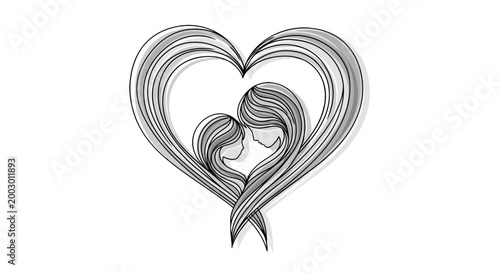 Abstract heart shape made of swirling lines