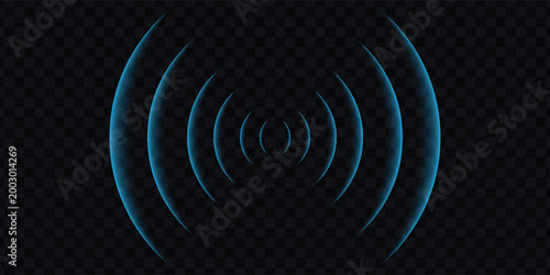 Round light effect. Wifi range. Sound wave. Signal concentric circle. Radio station signal. Water ripple with circle waves. A place or a painful point. Radar screen. Vector effect.