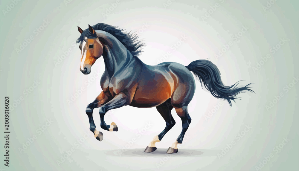 Fototapeta premium Rearing beautiful horse vector illustration. 
