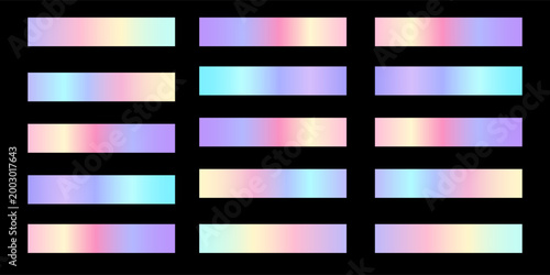 Iridescent holographic rainbow foil background with pastel pearlescent gradient metal texture