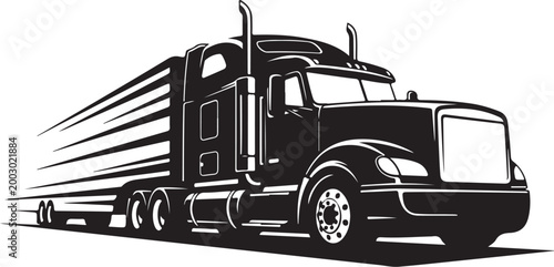 Semi Truck, Truck Vector, Black Truck, Transportation Icon