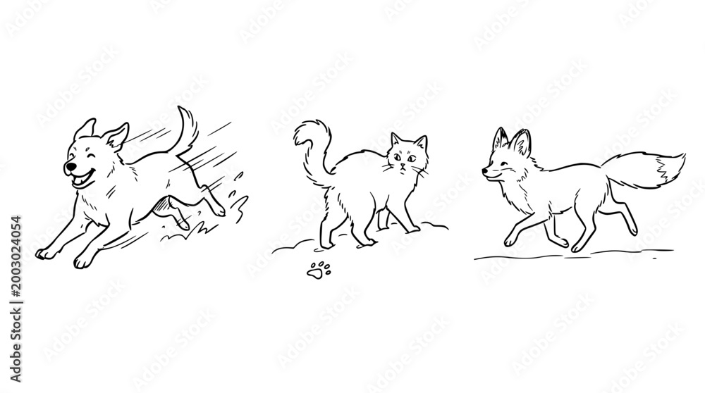 Fototapeta premium Mischievous pets engaging in playful outdoor adventures