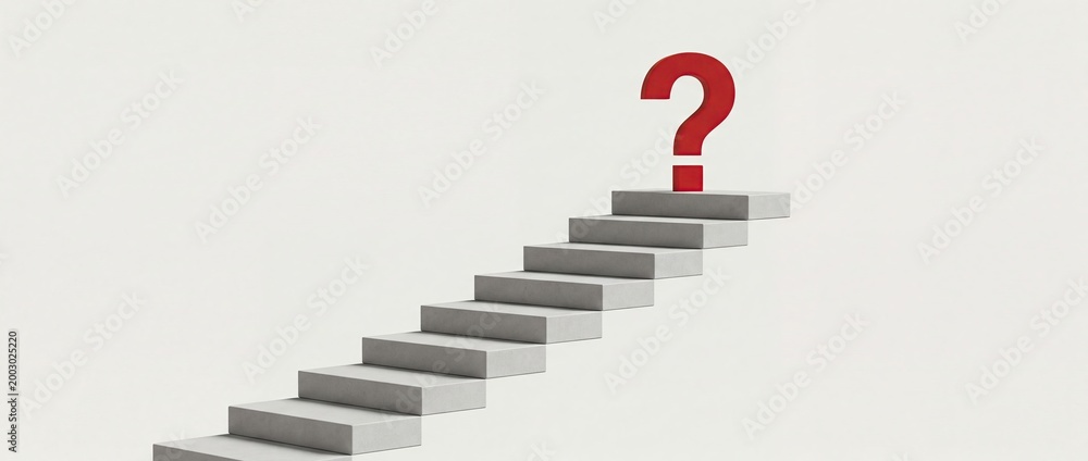 Obraz premium Business growth uncertainty concept with staircase and question mark