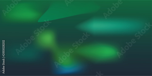 Blurry green and blue abstract shapes on dark background
