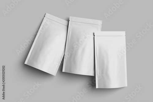 Top View 3 Pouch Packaging Mockup