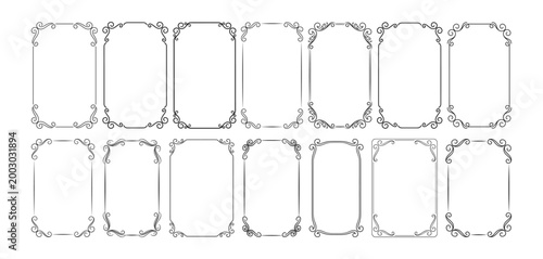 Set of rectangular frames vector illustration with floral elements.