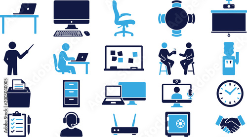 Office icons collection set for graphic design and web design workplace symbols vector illustration.
