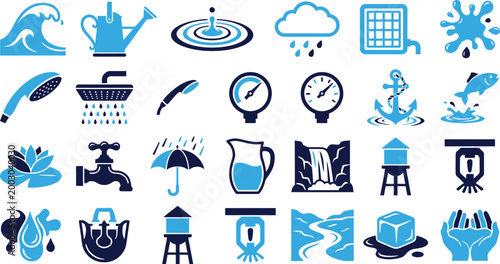 Water related icons collection set for graphic design and web design symbols vector illustration.