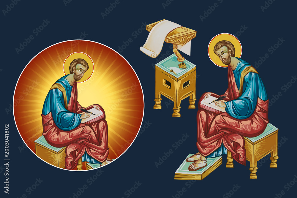 Obraz premium Apostle Luke. Illustration - fresco set in Byzantine style