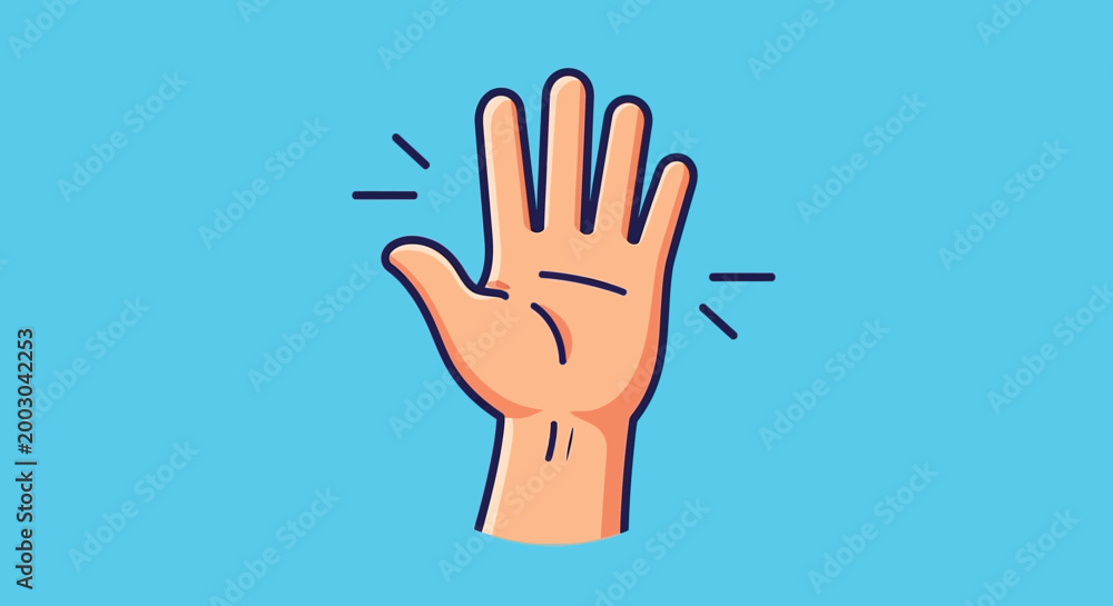 Fototapeta premium A cartoon hand waving goodbye or hello.