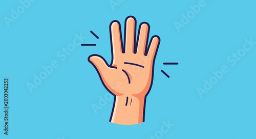 A cartoon hand waving goodbye or hello.