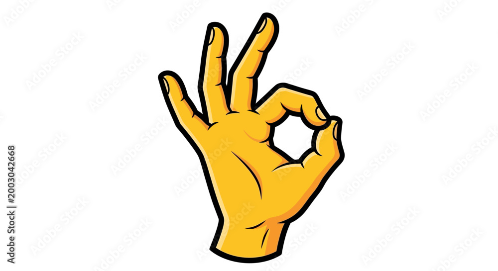 Fototapeta premium A cartoon hand making an okay gesture.