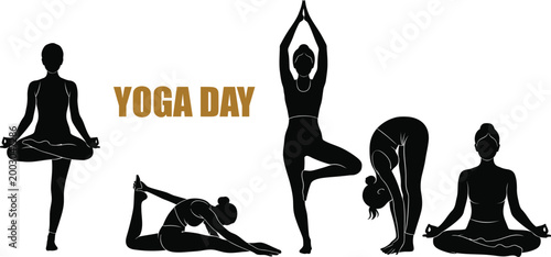 Celebrate international yoga day with stunning vector graphics wellness mindfulness and silhouette designs