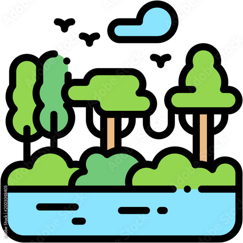 Forest and Woodland Nature Vector Icon