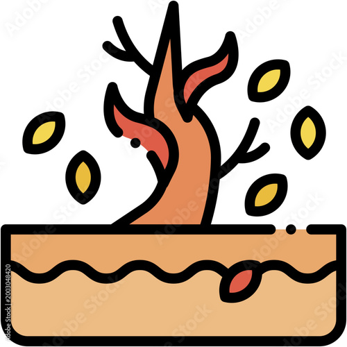 Autumn Lake Landscape with Trees Vector Icon