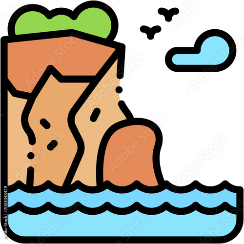 Rocky Mountain Cliff Landscape Vector Icon
