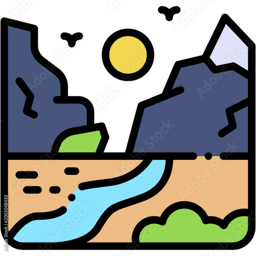 Canyon Trail Nature Landscape Vector Icon