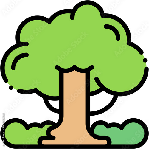 Green Tree and Nature Ecology Vector Icon