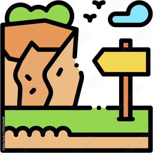 Hiking Trail Direction Sign Vector Icon