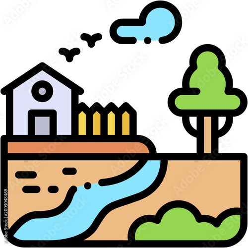 Countryside Pathway Nature Scene Vector Icon