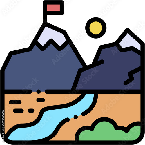 Mountain Summit Peak Destination Vector Icon
