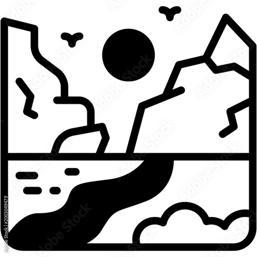 Canyon Trail Nature Landscape Vector Icon