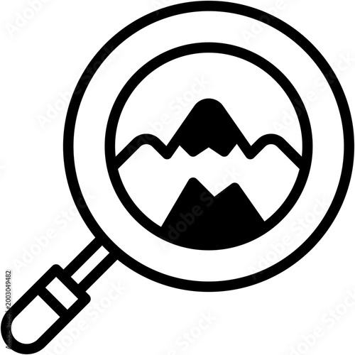 Mountain Exploration Path and Search Vector Icon
