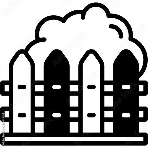 Wooden Fence in Nature Landscape Vector Icon