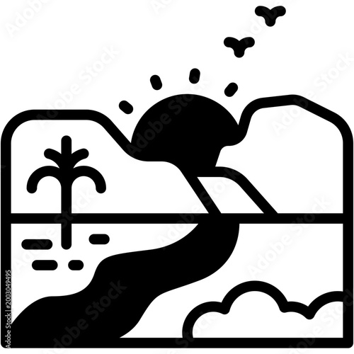 Scenic Nature Pathway Landscape Vector Icon