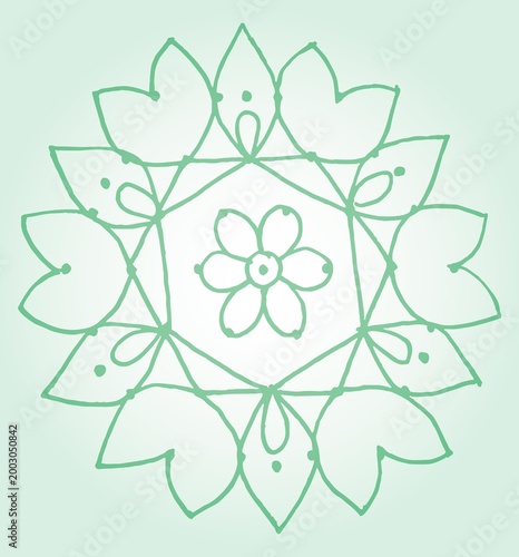 Editable hand drawing of traditional rangoli design element illustrations.