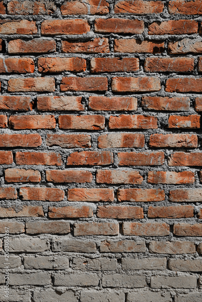 Obraz premium Old red brick wall texture, weathered masonry background.