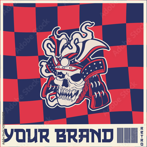skull heat wearing hat samurai