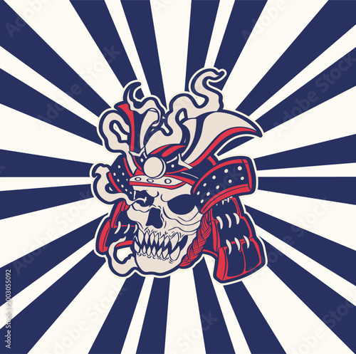 skull heat wearing hat samurai