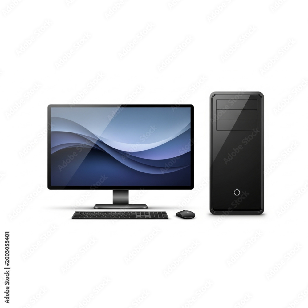 Fototapeta premium Black Desktop PC Widescreen Monitor Vector Illustration