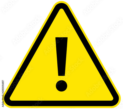 Yellow Triangle Warning Sign with Exclamation Mark