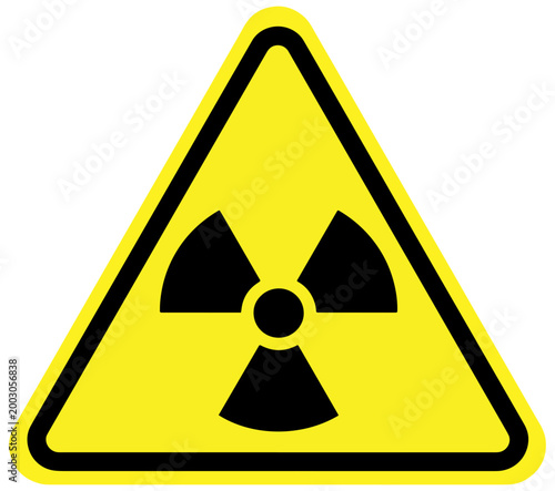 Yellow and black radiation hazard symbol on transparent background 1