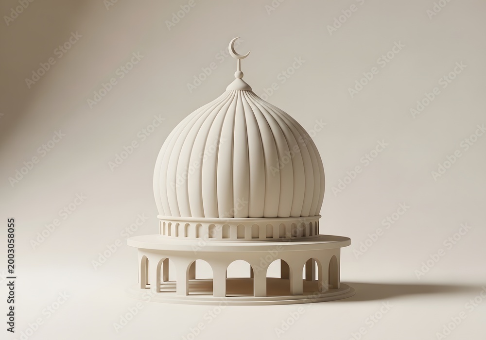 Fototapeta premium Mosque dome architectural model with crescent moon on top.