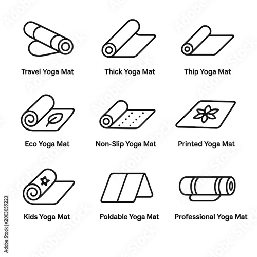 Types of yoga mats: travel, thick, eco-friendly, non-slip, printed, kids, foldable